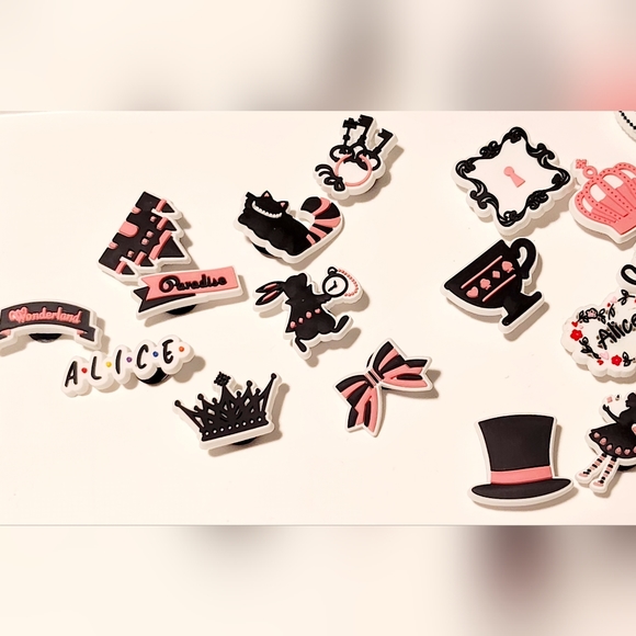 NWT ALICE IN WONDERLAND JIBBITZ FOR CROC'S SHOES! 3 CHOICE GROUPS! - Picture 2 of 15